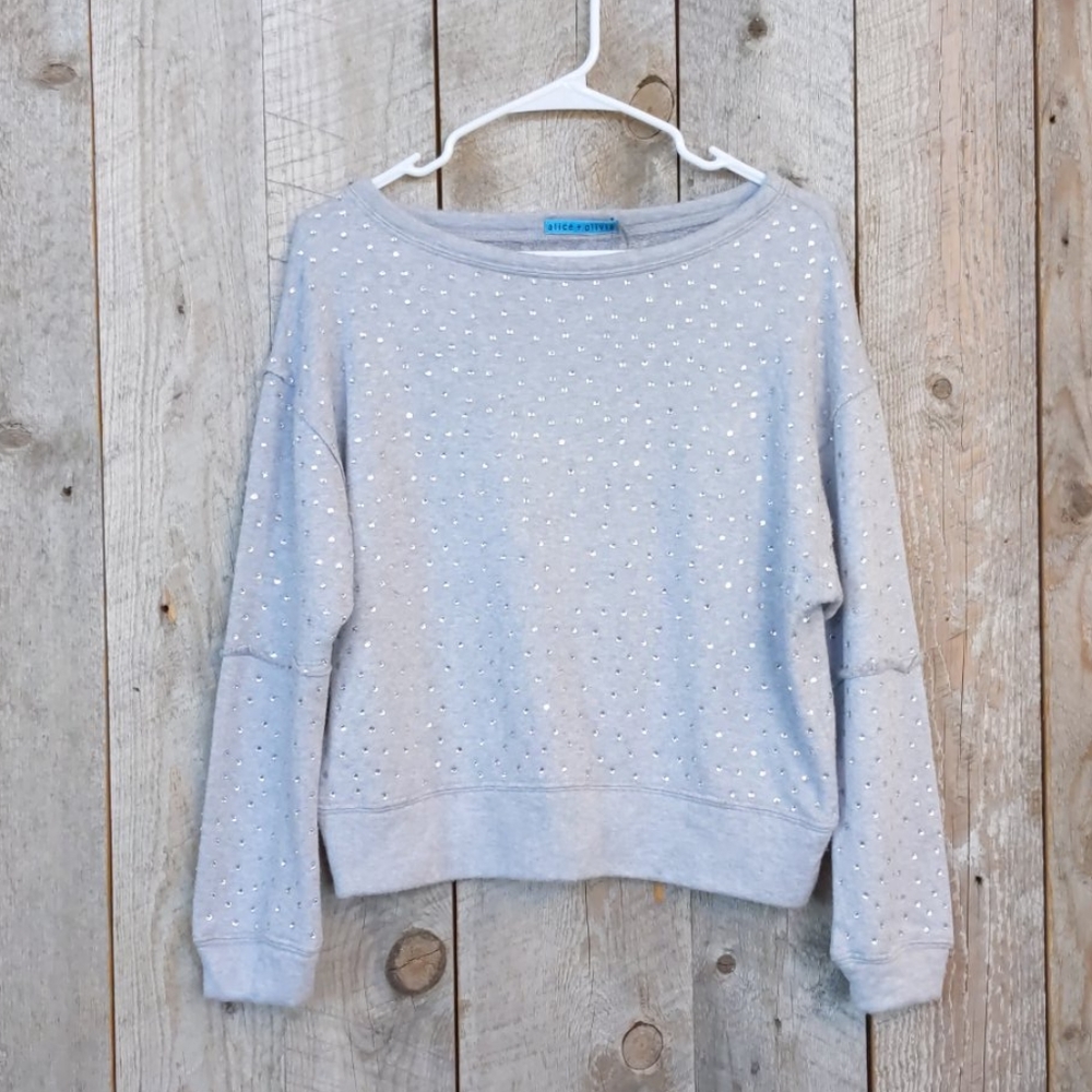 Alice + Olivia gray jewel diamond sweatshirt S